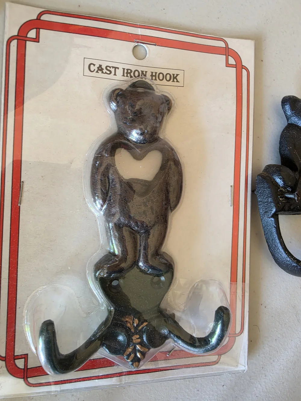 Cast Iron Bear Wall Hooks - Black - Unbranded - Set of 2